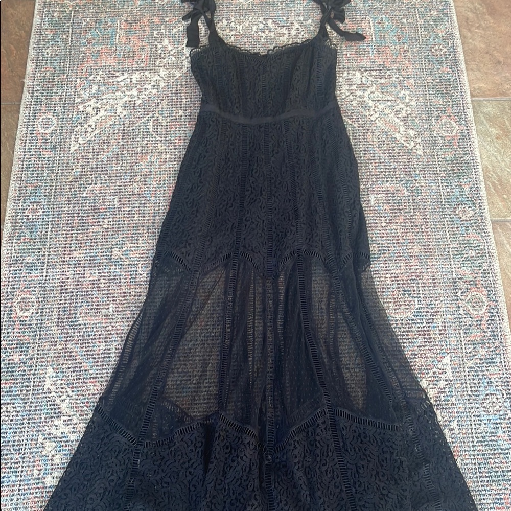 Gianni Bini Black Sheer Lace Maxi Dress - Picture 5 of 10